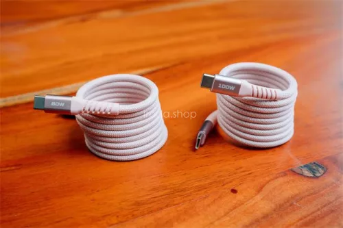 USB kábel, USB-C - USB-C, 1,2 m, 100W, mágneses, VERBATIM, rózsaszín