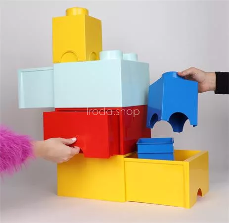 Tárolódoboz, szögletes, LEGO, sárga