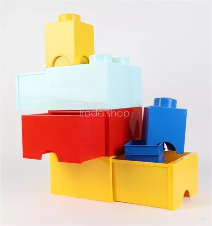 Tárolódoboz, fiókos, LEGO "Brick", vízkék