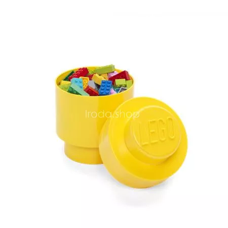Tárolódoboz, henger, LEGO, sárga