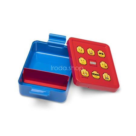 Uzsonnás doboz, LEGO "Classic", kék-piros-mintás