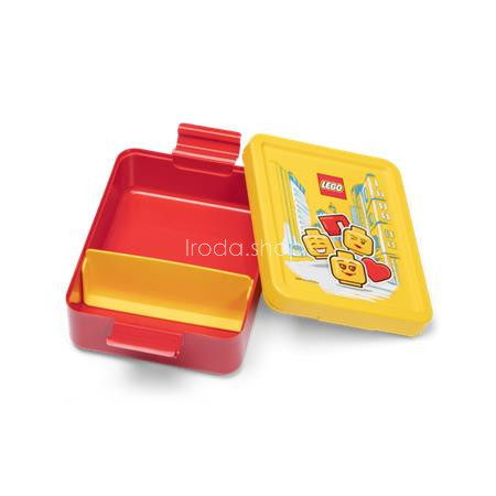 Uzsonnás doboz, LEGO "Iconic Girl", piros-sárga-mintás