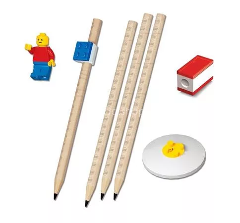 Grafitceruza szett, HB, hegyezővel, radírral, mini figurával, LEGO