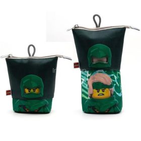   Tolltartó, cipzáras, pop-up, LEGO "Ninjago Lloyd", fekete-zöld-mintás