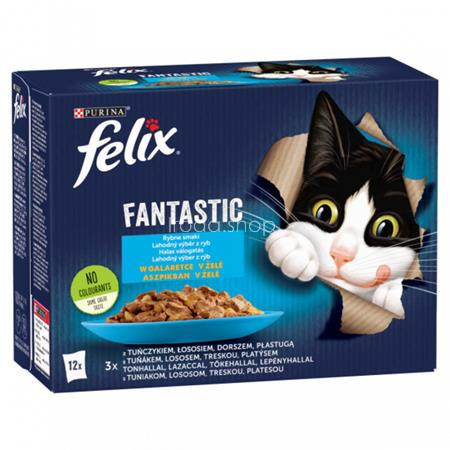 Macskaeledel, 12x85 g, FELIX "Fantastic", halas válogatás