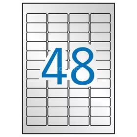   Etikett, 45,7x21,2 mm, poliészter, időjárásálló, kerekített sarkú, APLI, ezüst, 960 etikett/csomag
