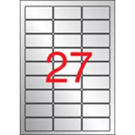   Etikett, 63,5x29,6 mm, poliészter, időjárásálló, kerekített sarkú, APLI, ezüst, 540 etikett/csomag