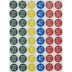   Etikett, árengedmény, 24 mm, kör, színes, APLI, 240 etikett/csomag, -20-50%