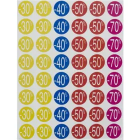   Etikett, árengedmény, 24 mm, kör, színes, APLI, 240 etikett/csomag, -30-70%