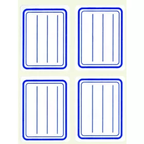   Füzetcímke, kék szegélyes, vonalas, 38x50 mm, 20 db, APLI