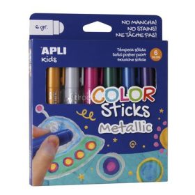   Tempera kréta készlet, APLI Kids "Color Sticks Metallic", 6 különböző metál szín