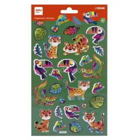  Matrica, fémes hatású, APLI Kids "Stickers", dzsungel