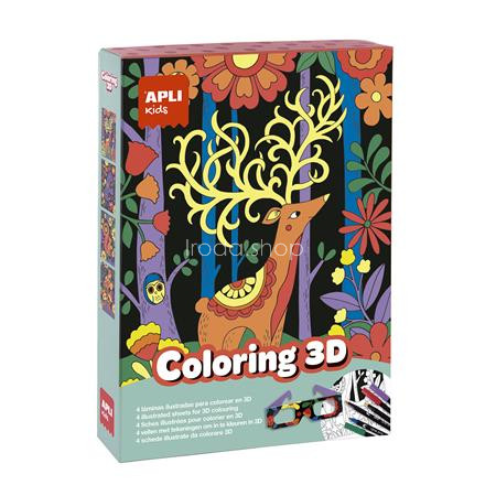 3D hatású színező szett, APLI Kids "Coloring 3D", 11 részes