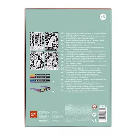 3D hatású színező szett, APLI Kids "Coloring 3D", 11 részes