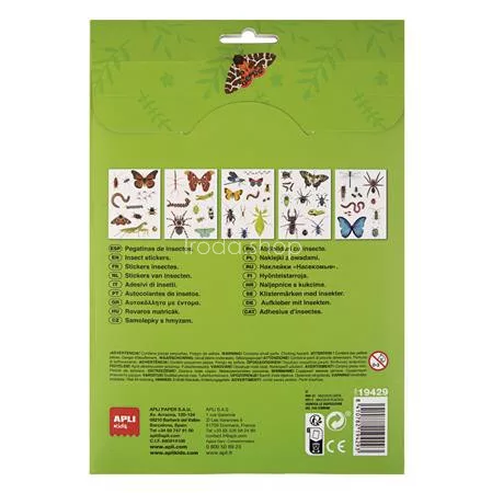 Matrica, újra felhasználható, 50 db, APLI Kids "Stickers", rovarok