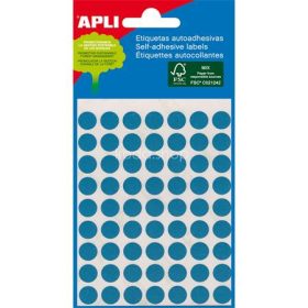   Etikett, 8 mm kör, kézzel írható, színes, APLI, kék, 288 etikett/csomag