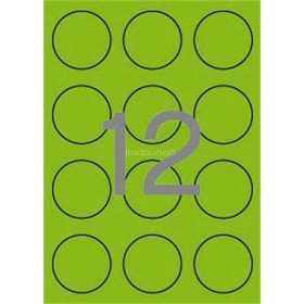  Etikett, 60 mm kör, színes, APLI, neon zöld, 240 etikett/csomag