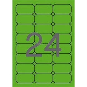   Etikett, 64x33,9 mm, színes, kerekített sarkú, APLI, neon zöld, 480 etikett/csomag