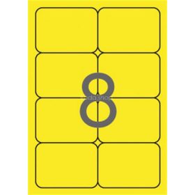   Etikett, 99,1x67,7 mm, színes, kerekített sarkú, APLI, neon sárga, 160 etikett/csomag