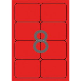   Etikett, 99,1x67,7 mm, színes, kerekített sarkú, APLI, neon piros, 160 etikett/csomag