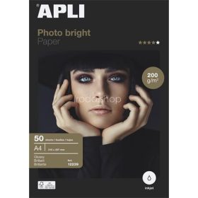  Fotópapír, tintasugaras, A4, 200 g, fényes, APLI "Photo bright"