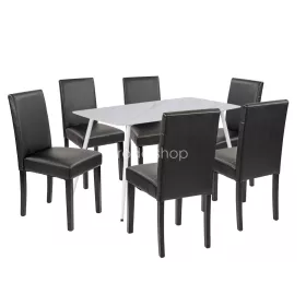 Megan 6+1 étkező garnitúra fehér-fekete