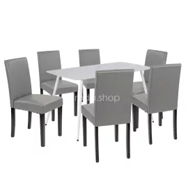 Megan 6+1 étkező garnitúra fehér-szürke