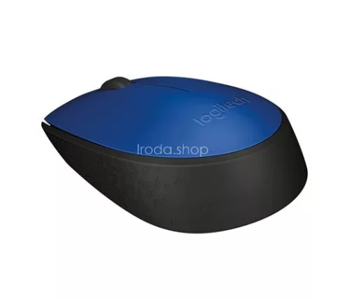 Egér, vezeték nélküli, optikai, közepes méret, USB, LOGITECH "M171", kék