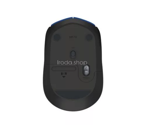 Egér, vezeték nélküli, optikai, közepes méret, USB, LOGITECH "M171", kék