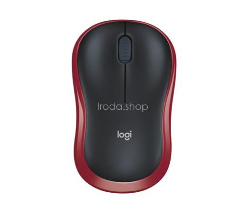 Egér, vezeték nélküli, optikai, közepes méret, USB, LOGITECH "M185", piros