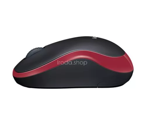 Egér, vezeték nélküli, optikai, közepes méret, USB, LOGITECH "M185", piros