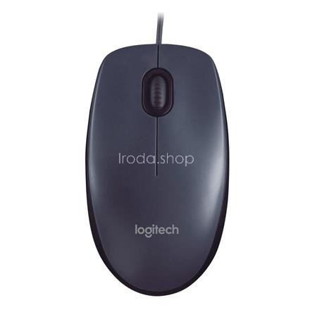 Egér, vezetékes, optikai, normál méret, USB, LOGITECH "M90", sötétszürke
