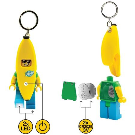 Kulcstartó, LED világítással, LEGO "Banana Guy"