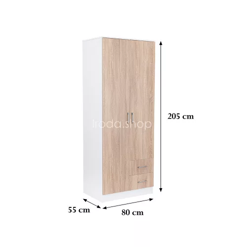 Miami gardróbszekrény 80x205 cm sonoma tölgy-fehér