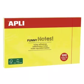   Öntapadó jegyzettömb, 125x75 mm, 100 lap, APLI "Funny", sárga