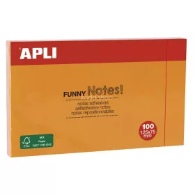   Öntapadó jegyzettömb, 125x75 mm, 100 lap, APLI "Funny", narancssárga