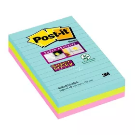   Öntapadó jegyzettömb, vonalas, 3x90 lap, 101x152 mm, 3M POSTIT "Super Sticky Cosmic", vegyes színek