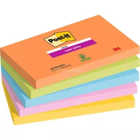   Öntapadó jegyzettömb, 76x127 mm, 5x90 lap, 3M POSTIT "Super Sticky Boots", vegyes színek