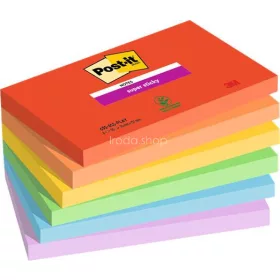   Öntapadó jegyzettömb, 76x127 mm, 6x90 lap, 3M POSTIT "Super Sticky Playful", vegyes színek
