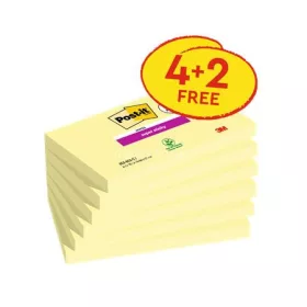   Öntapadó jegyzettömb, 76x127 mm, 4+2x90 lap, 3M POSTIT "Super Sticky", kanári sárga