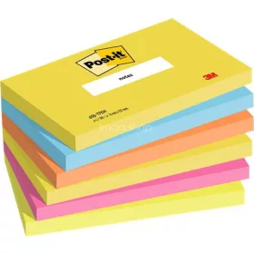   Öntapadó jegyzettömb, 76x127 mm, 6x100 lap, 3M POSTIT "Energetic", vegyes színek