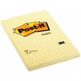   Öntapadó jegyzettömb, 102x152 mm, 100 lap, kockás, 3M POSTIT, sárga