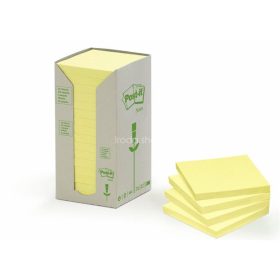   Öntapadó jegyzettömb, 76x76 mm, 16x100 lap, környezetbarát, 3M POSTIT, sárga