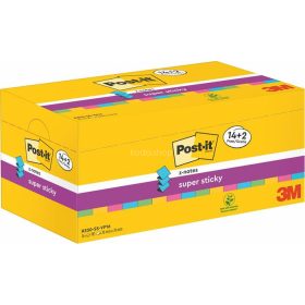   Öntapadó jegyzettömb csomag, "Z", 76x76 mm, 16x90 lap, 3M POSTIT, "Super Sticky", vegyes