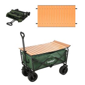 Összecsukható prémium kerti strandkocsi asztallal zöld