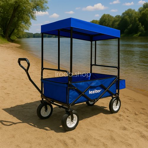 Összecsukható kerti strandkocsi tetővel kék