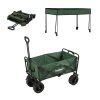 Összecsukható prémium kerti strandkocsi tetővel zöld
