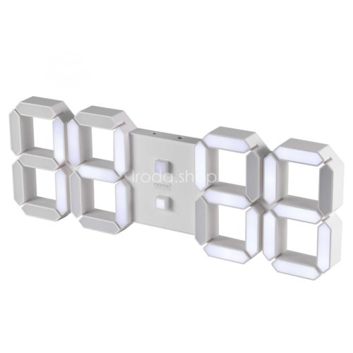 Home LTC 05 digitális, 3D LED ébresztőóra, 128 mm magas fehér kijelző, kitűnően leolvasható, háromféle fényerősség, idő, dátum és hőmérséklet-kijelzés