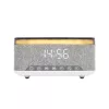 HOME LTCR06 multimédia lejátszó és ébresztőóra, 2x5 Watt, Qi telefontöltés, Bluetooth TWS, FM rádió, LED kijelző, beépített akkumulátor