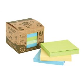   Öntapadó jegyzettömbtorony, 75x75 mm, 6x100 lap, környezetbarát, VICTORIA OFFICE, "Green", vegyes